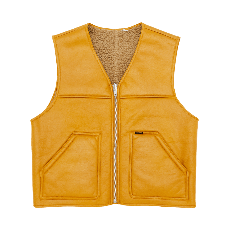 Supreme Reversible Faux Shearling Work Vest Yellow