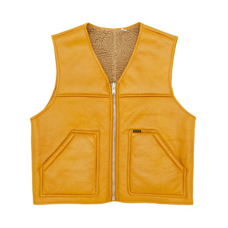 Supreme Reversible Faux Shearling Work Vest Yellow