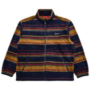 Supreme Stripe Zip Up Fleece Jacket Navy