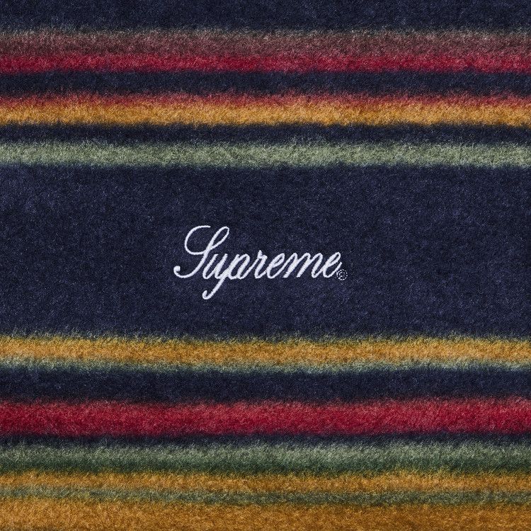 Supreme Stripe Zip Up Fleece Jacket Navy