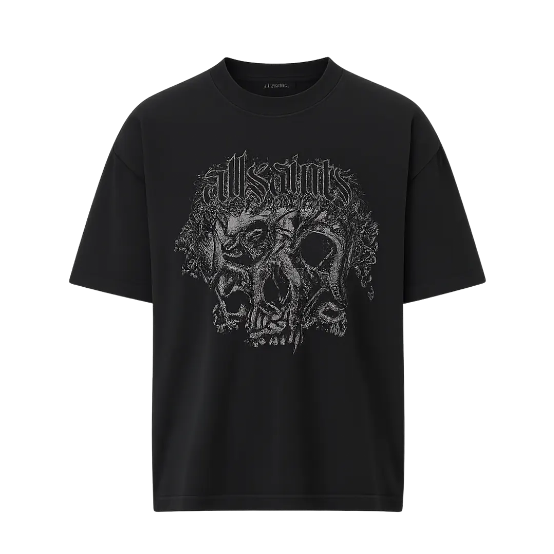 Morph Skull Print Oversized T-Shirt