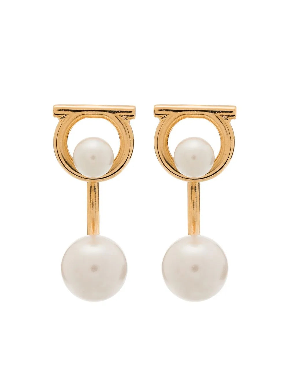Gancini glass-pearl earrings