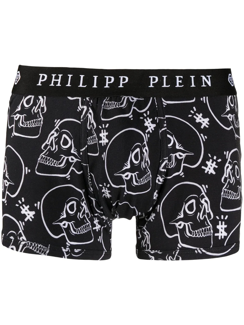 Outline skull-print boxers