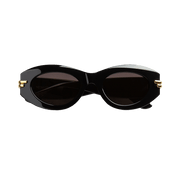 Bottega Veneta Mitre Oval Sunglasses Black/Grey