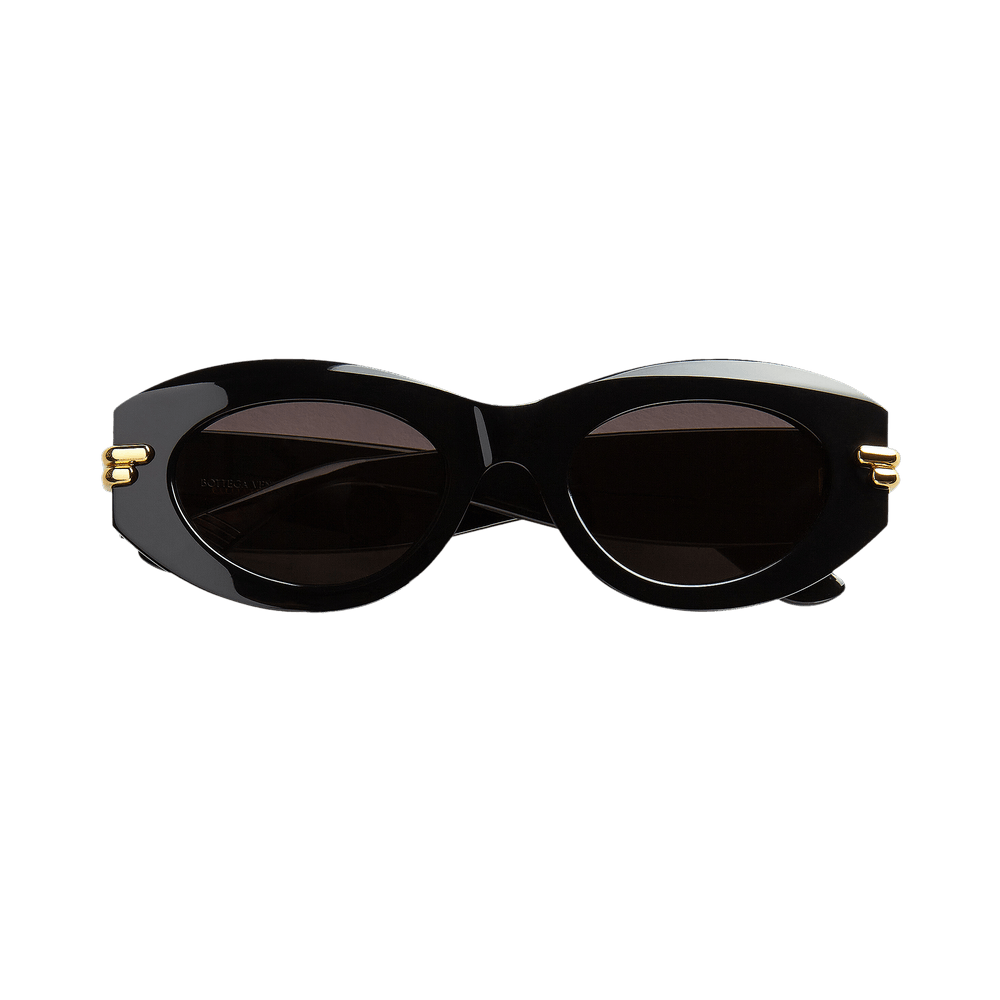 Bottega Veneta Mitre Oval Sunglasses Black/Grey
