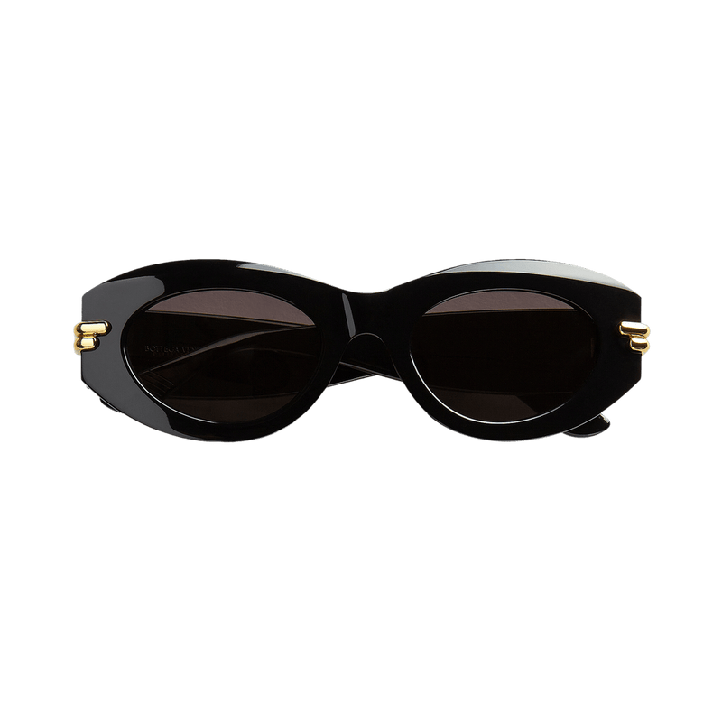 Bottega Veneta Mitre Oval Sunglasses Black/Grey