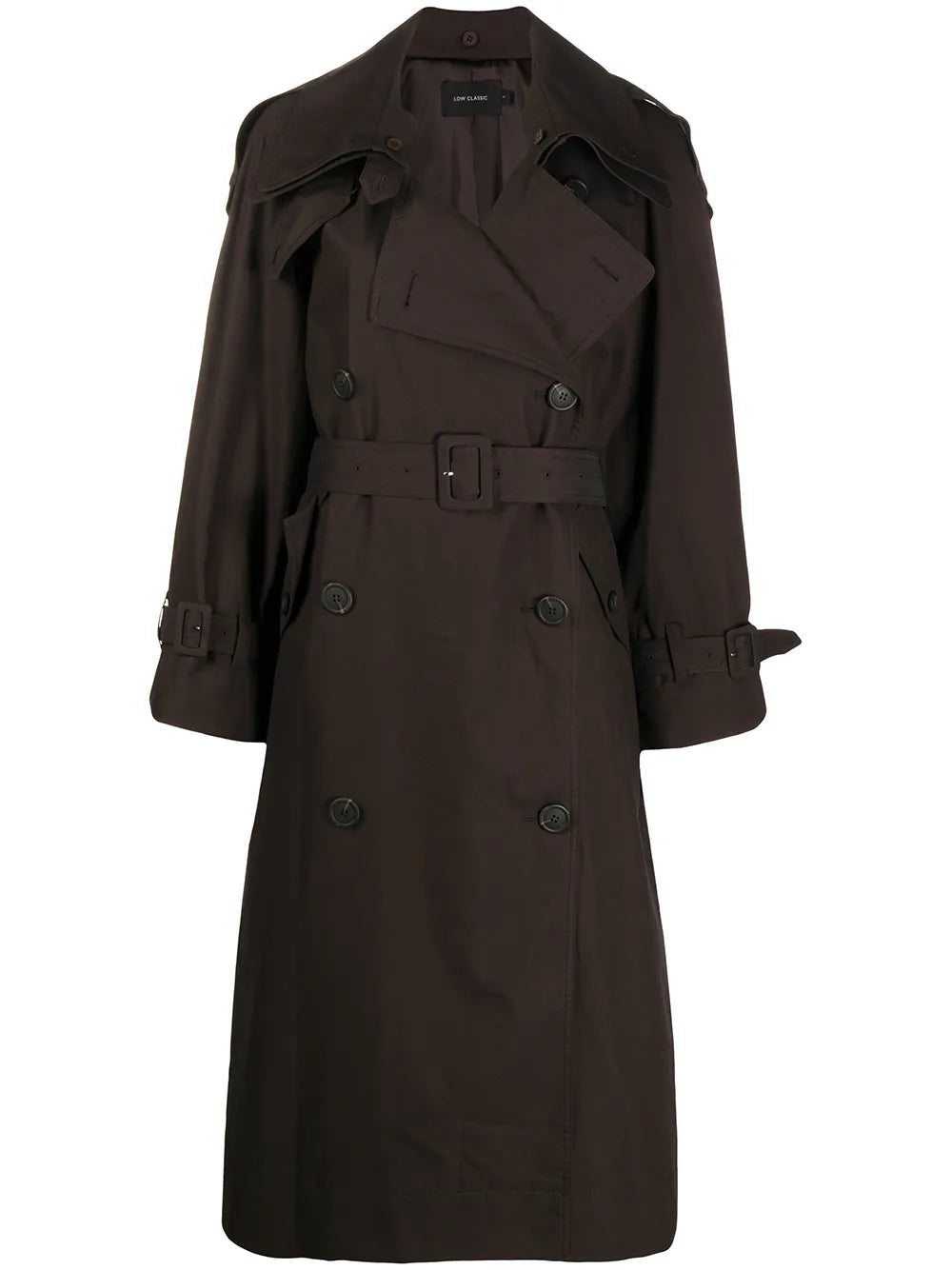 belted double-breasted trench coat