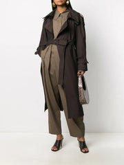 belted double-breasted trench coat