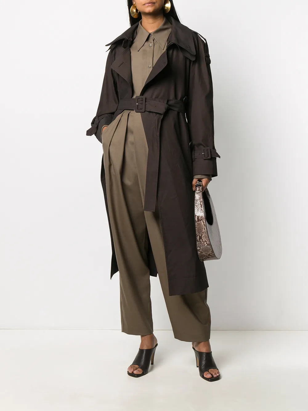 belted double-breasted trench coat