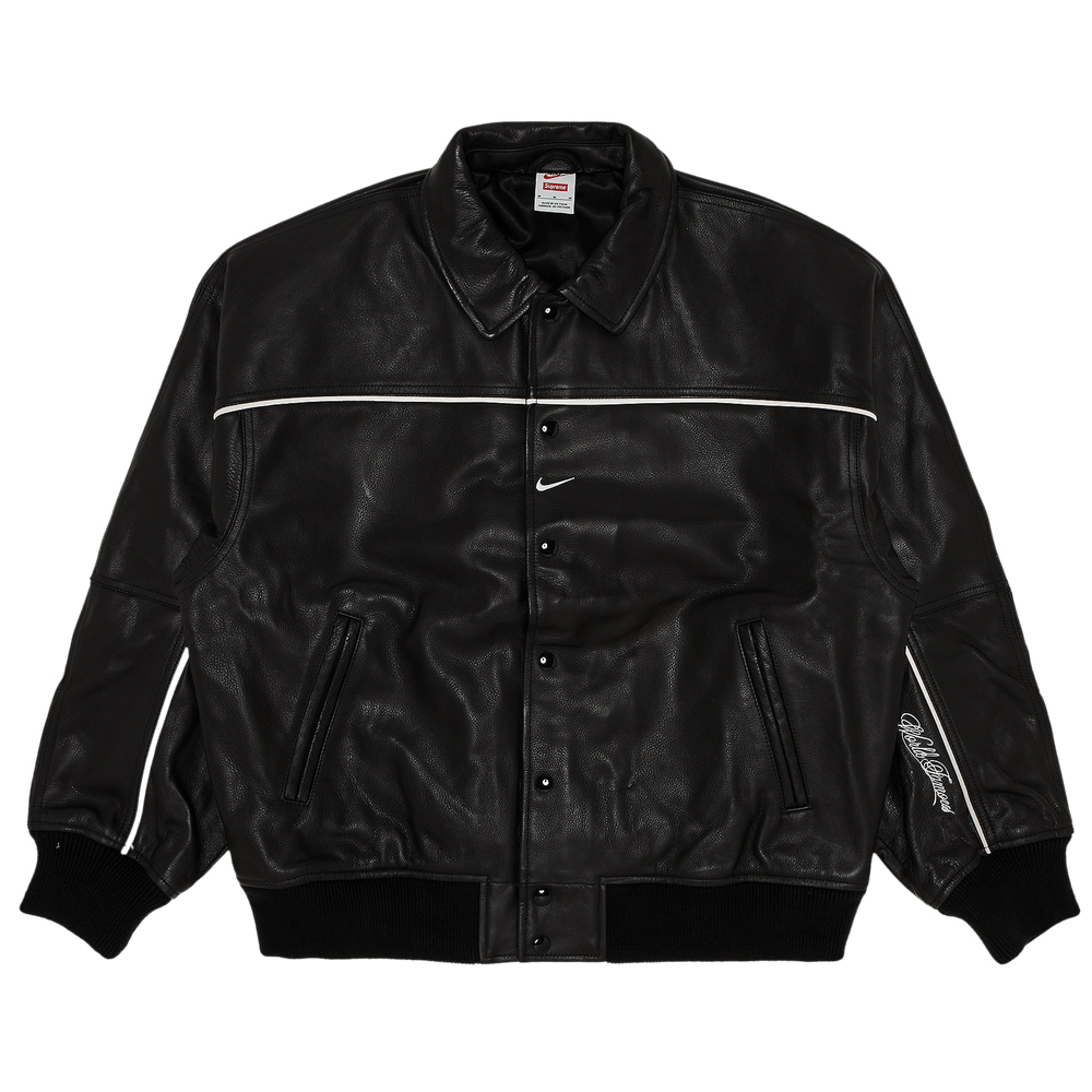 Supreme x Nike Leather Varsity Jacket Black