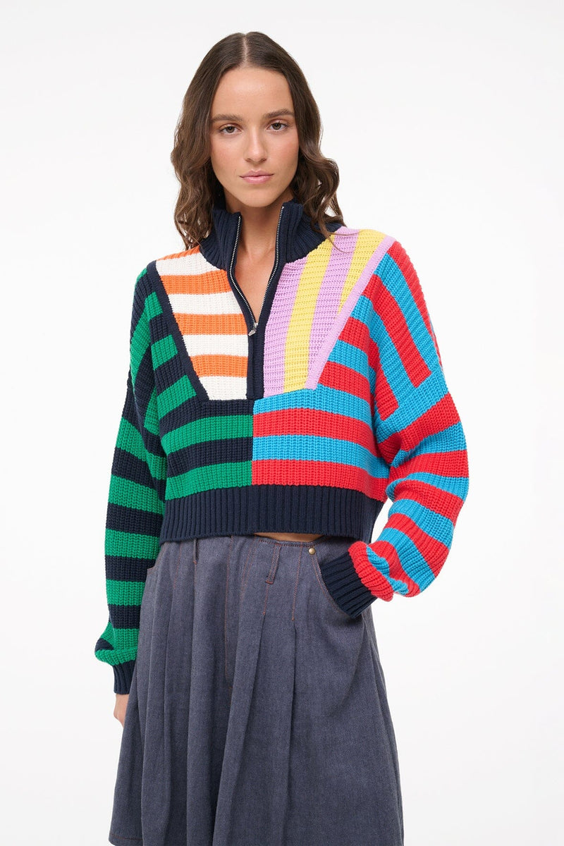 CROPPED HAMPTON SWEATER CABANA STRIPE MULTI