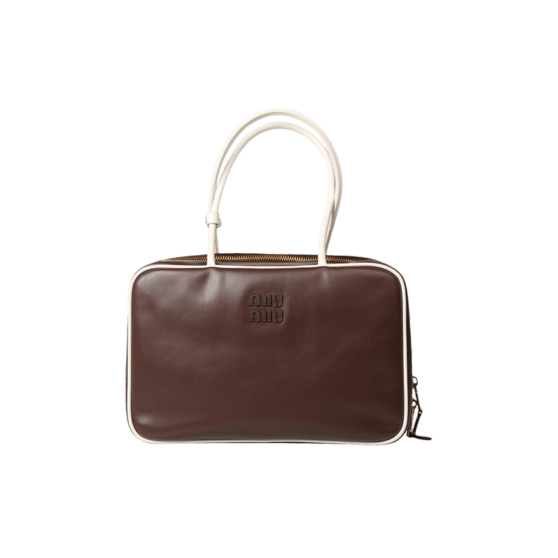 Miu Miu Large Contrast Beau Bag Briarwood/White