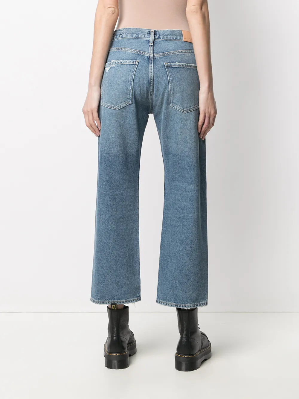 distressed-effect mid-rise cropped jeans