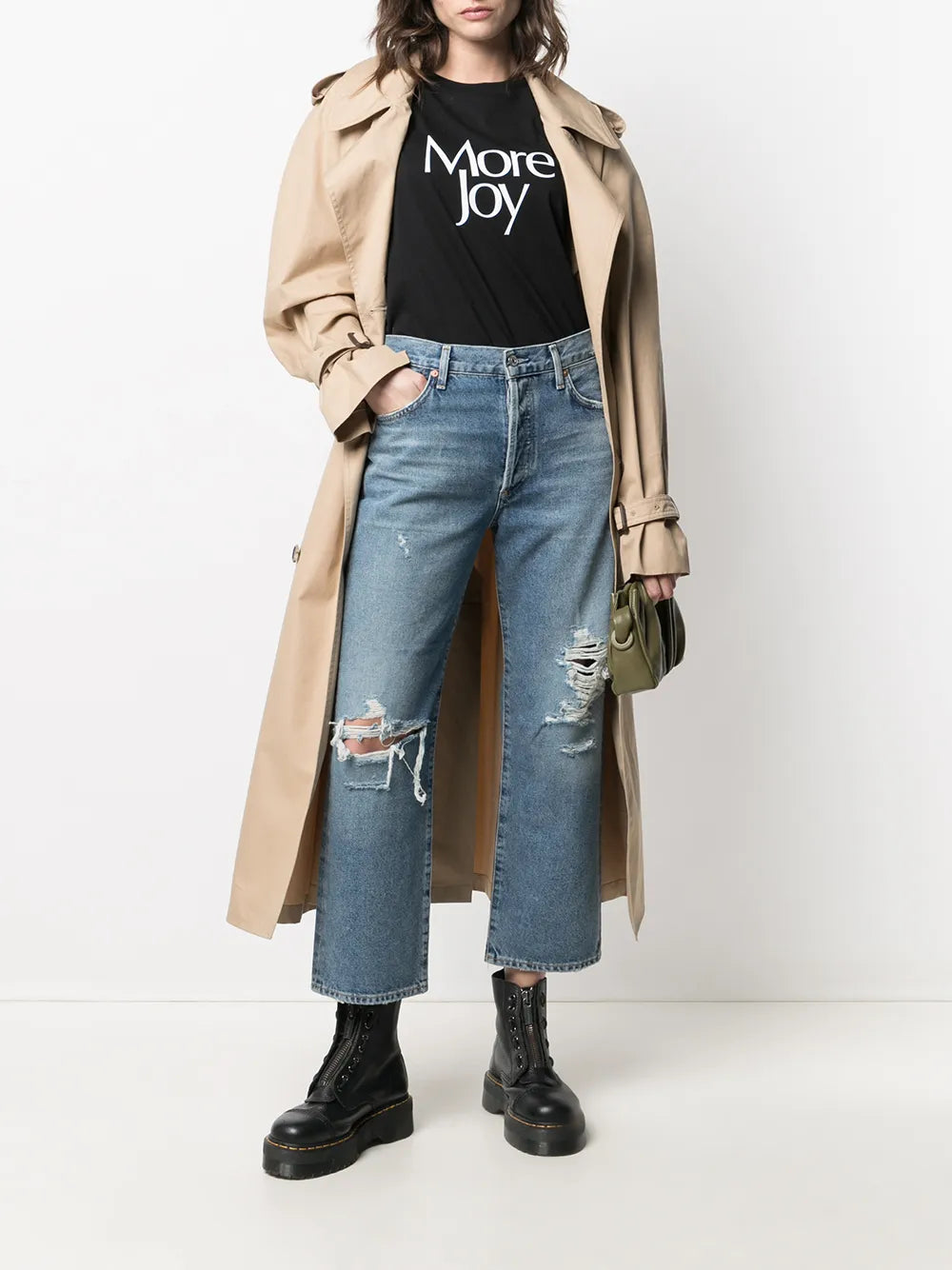 distressed-effect mid-rise cropped jeans