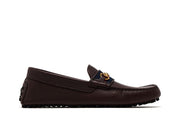 Gucci Ayrton Webbing-Trimmed Horsebit Leather Driver Loafers Brown
