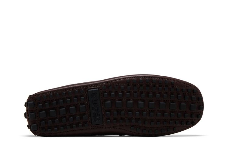 Gucci Ayrton Webbing-Trimmed Horsebit Leather Driver Loafers Brown