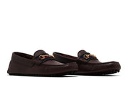 Gucci Ayrton Webbing-Trimmed Horsebit Leather Driver Loafers Brown