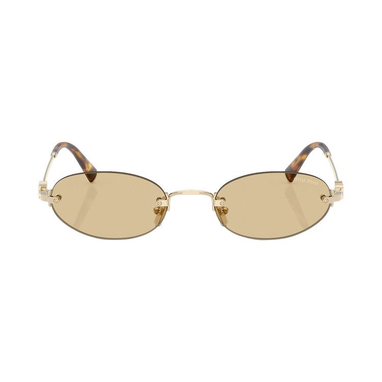 Miu Miu Oval Sunglasses Pale Gold/Yellow (0MU A54S ZVN10R)