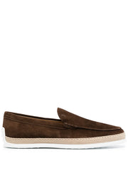 almond-toe suede loafers