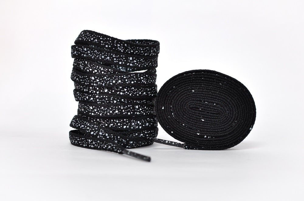 Cement Laces- Black White Jordan Laces Kicks Machine