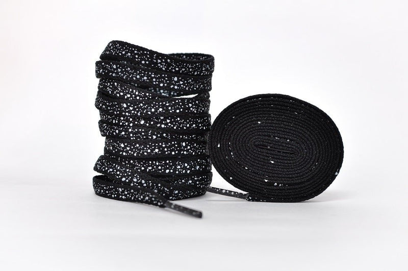 Cement Laces- Black White Jordan Laces Kicks Machine