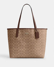 Coach City Tote Bag In Signature Canvas Signature Canvas-Gold-Tan-Brown