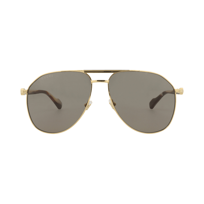 Gucci Aviator-Frame Metal Sunglasses Gold Brown