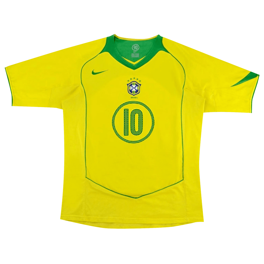 Nike Brazil 2004 T90 Reissue Jersey Ronaldinho 10 Opti Yellow/Apple Green