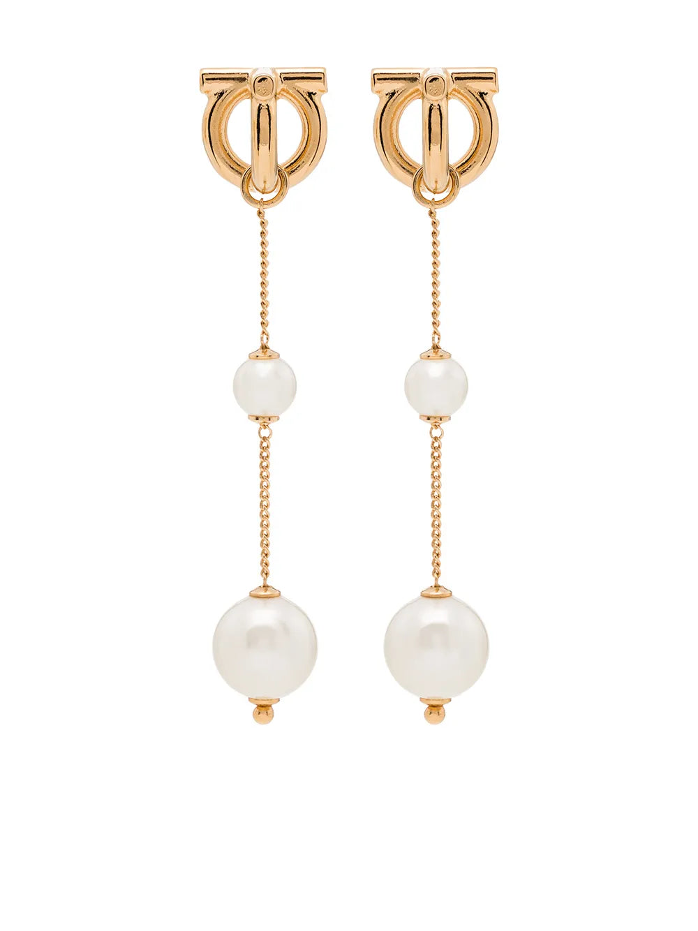 Gancini pearl-embellished drop earrings