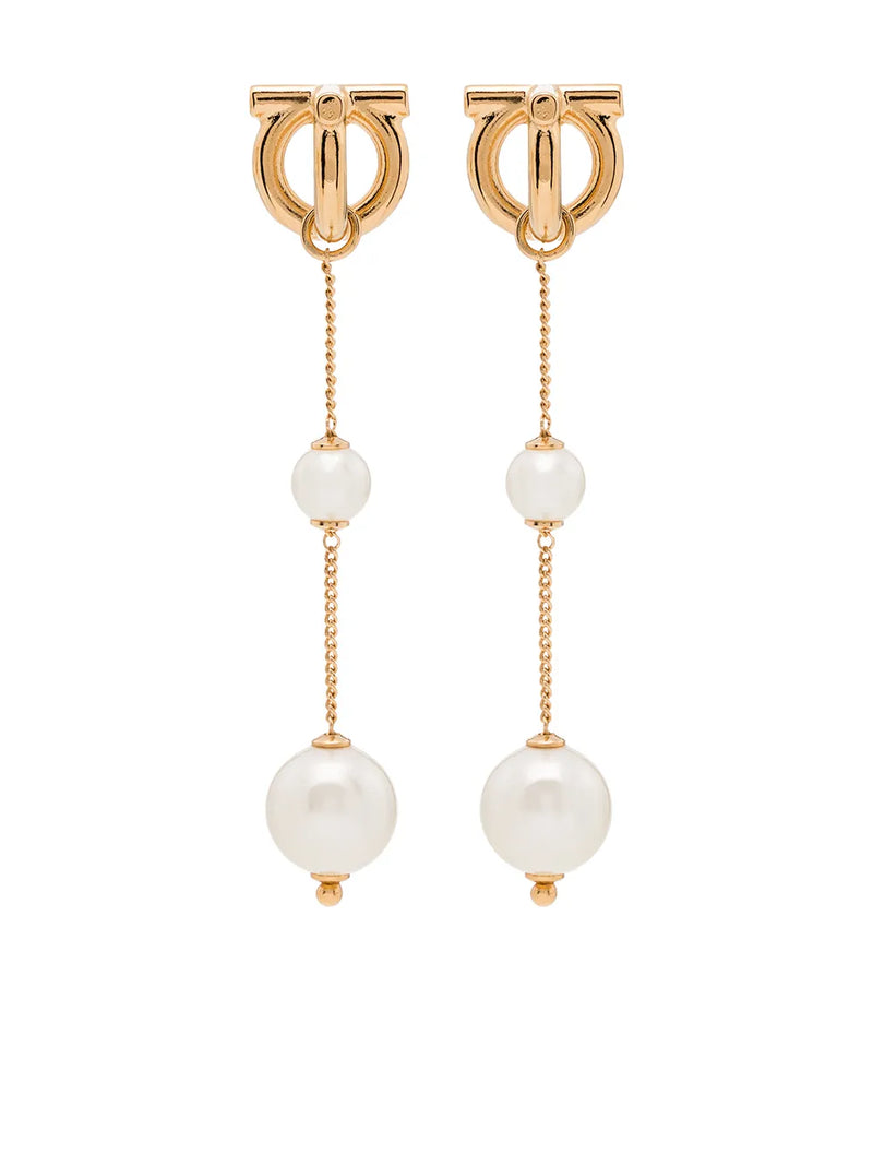 Gancini pearl-embellished drop earrings