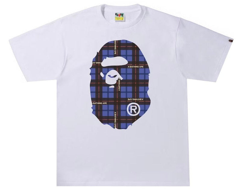 BAPE Logo Check Big Ape Head T-Shirt - White