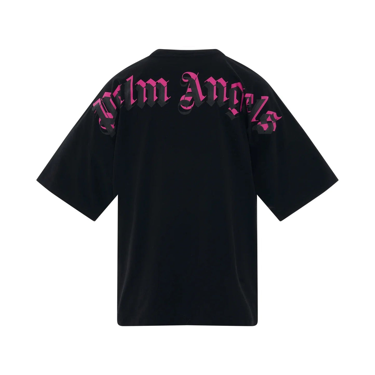 Palm Angels Double Logo Overszied Black Fuchsia T-Shirt