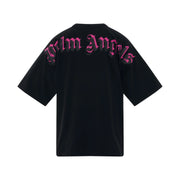 Palm Angels Double Logo Overszied Black Fuchsia T-Shirt