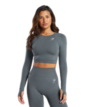 Gymshark Vital Seamless Crop Top - Strong Grey/ Marl