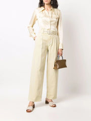 pleat-detail straight-leg trousers