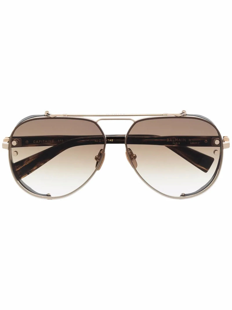 pilot-frame logo-arm sunglasses