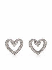 Una crystal-embellished heart earrings