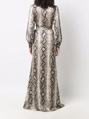 Python-print silk long dress