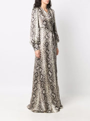 Python-print silk long dress