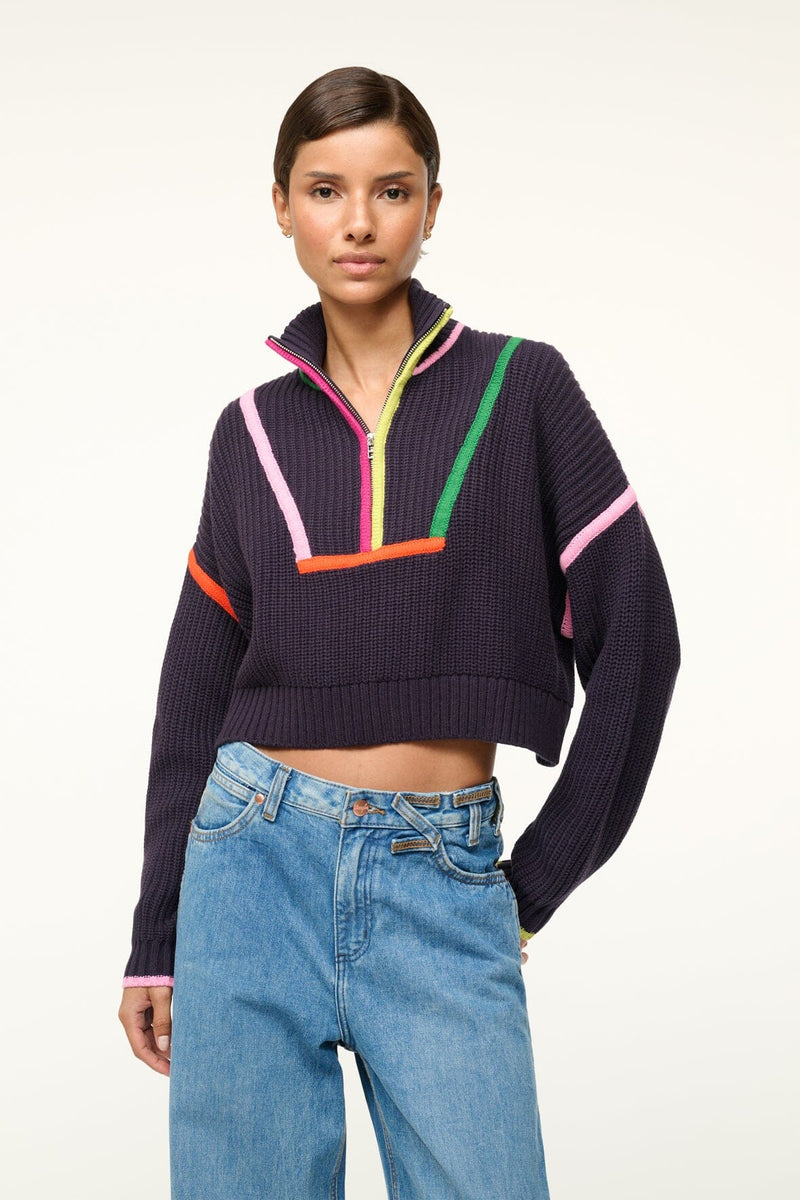 CROPPED HAMPTON SWEATER NAVY MULTI