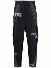 slogan print straight-leg trousers