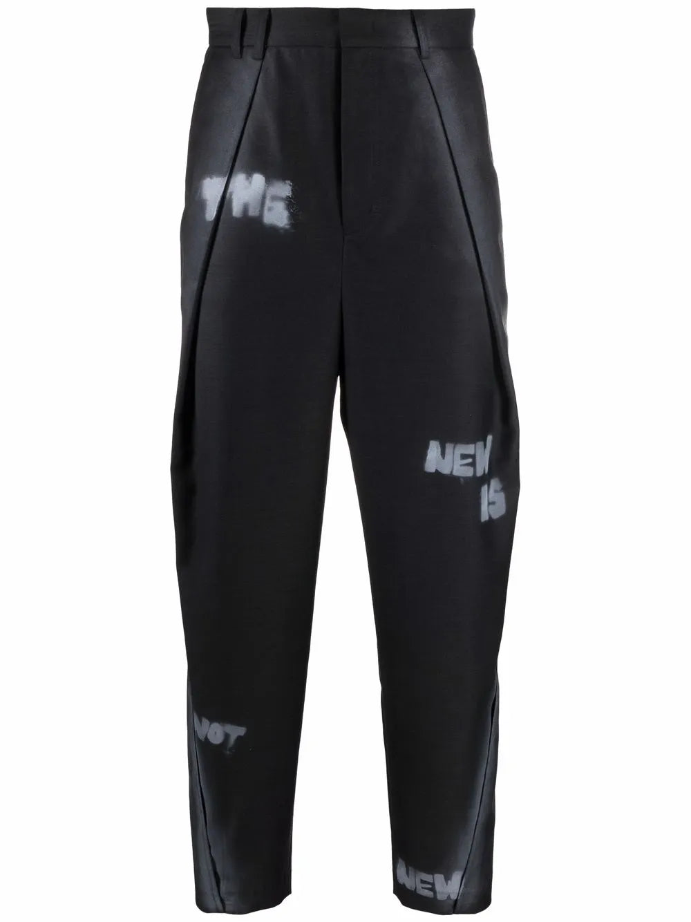 slogan print straight-leg trousers
