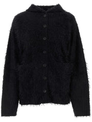 hooded wool cardigan