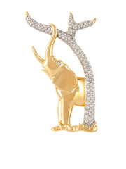 1990s elephant-motif crystal-embellished brooch