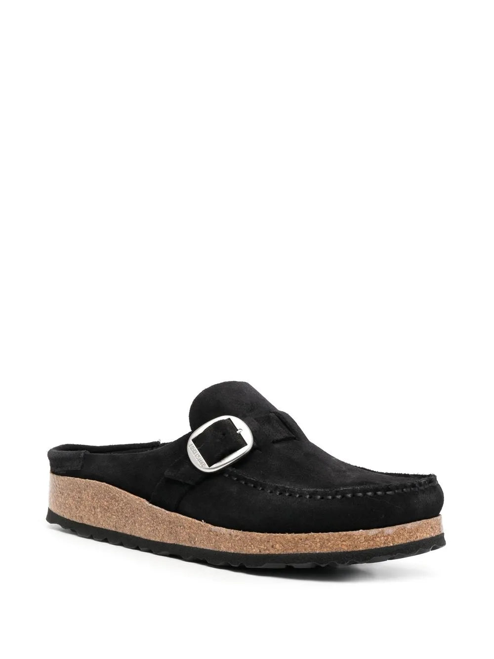 closed-toe suede mules