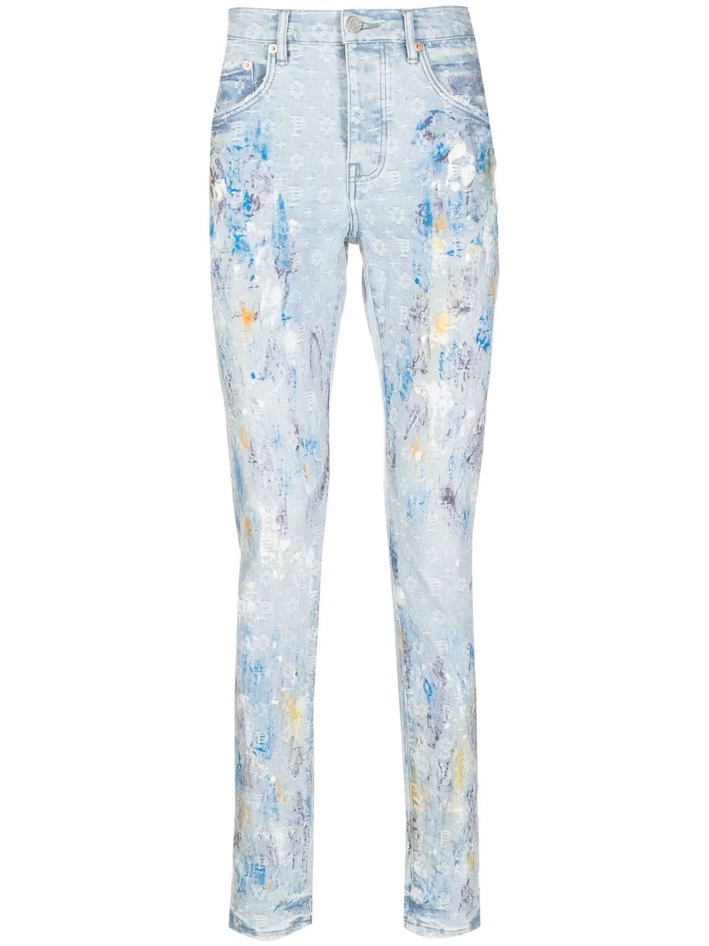 paint-splattered slim jeans