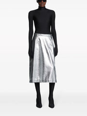 metallic-effect lamb skin skirt