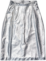 metallic-effect lamb skin skirt