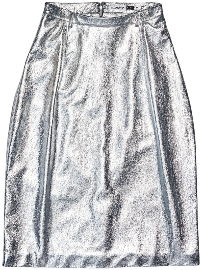 metallic-effect lamb skin skirt