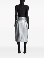 metallic-effect lamb skin skirt